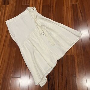 Urban Outfitters White Midi Skirt Hi Lo Hem Tie Belt Textured Cotton Size Medium